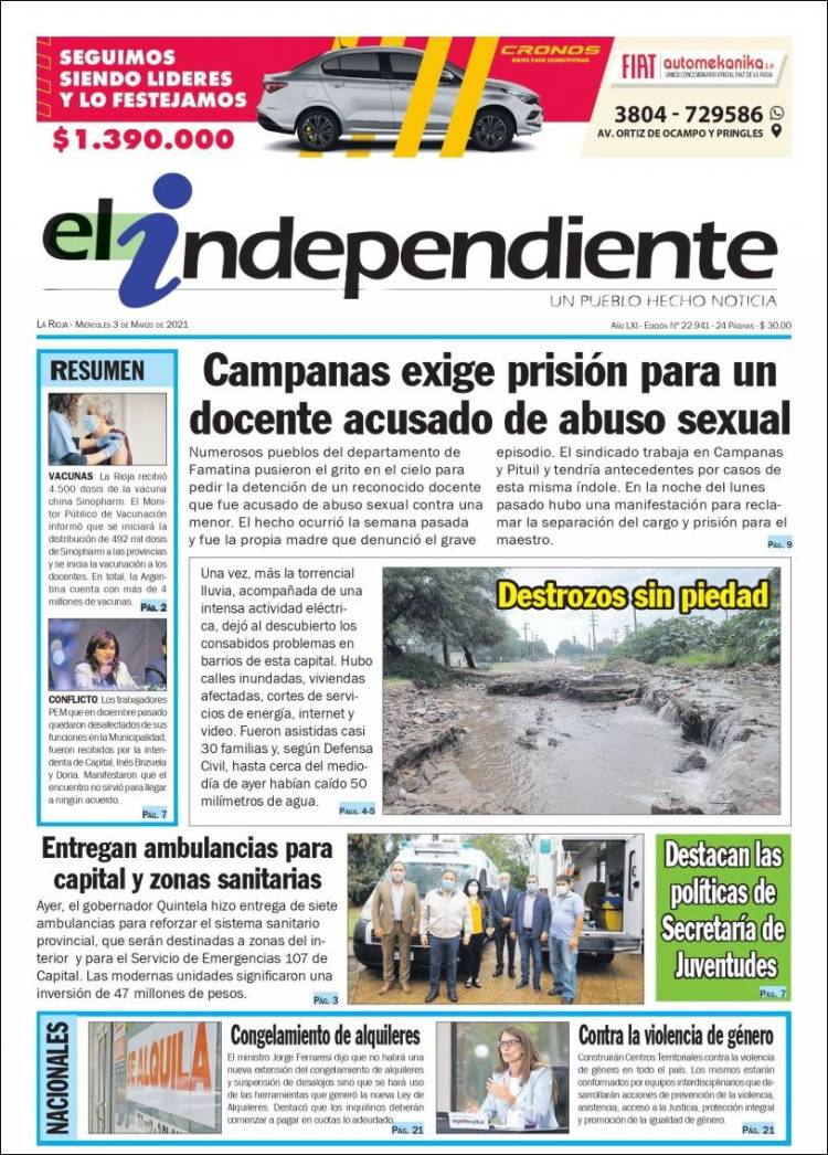 Portada de El Independiente (Argentina)