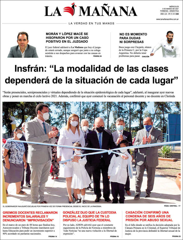 Portada de Diario La Mañana (Argentina)