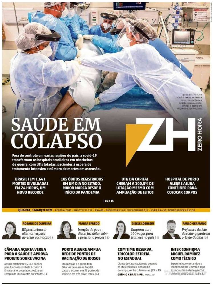 Portada de Zero Hora (Brasil)