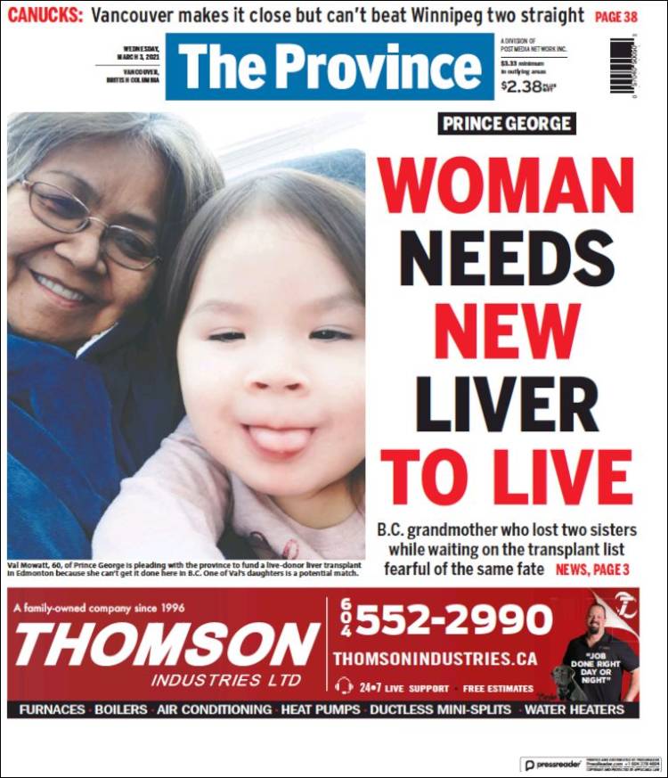 Portada de The Province (Canadá)