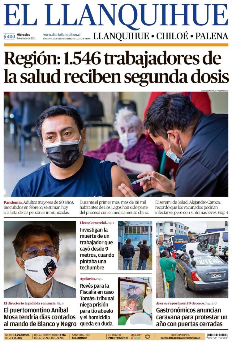 Portada de El Llanquihue (Chile)