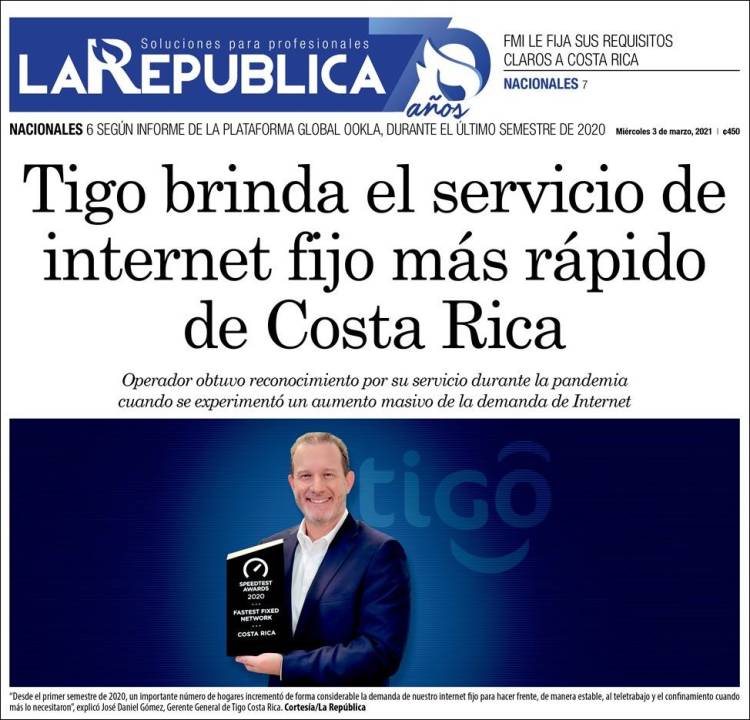 Portada de La República (Costa Rica)