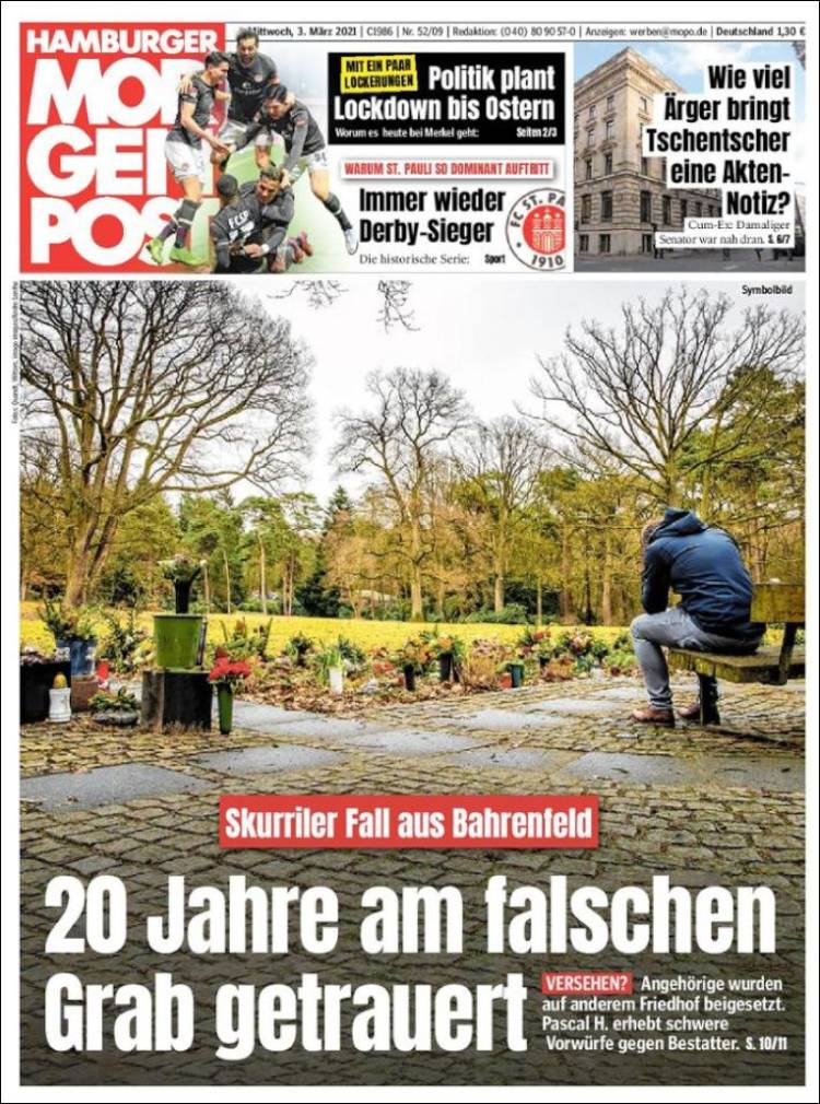 Portada de Hamburger Morgenpost  (Alemania)