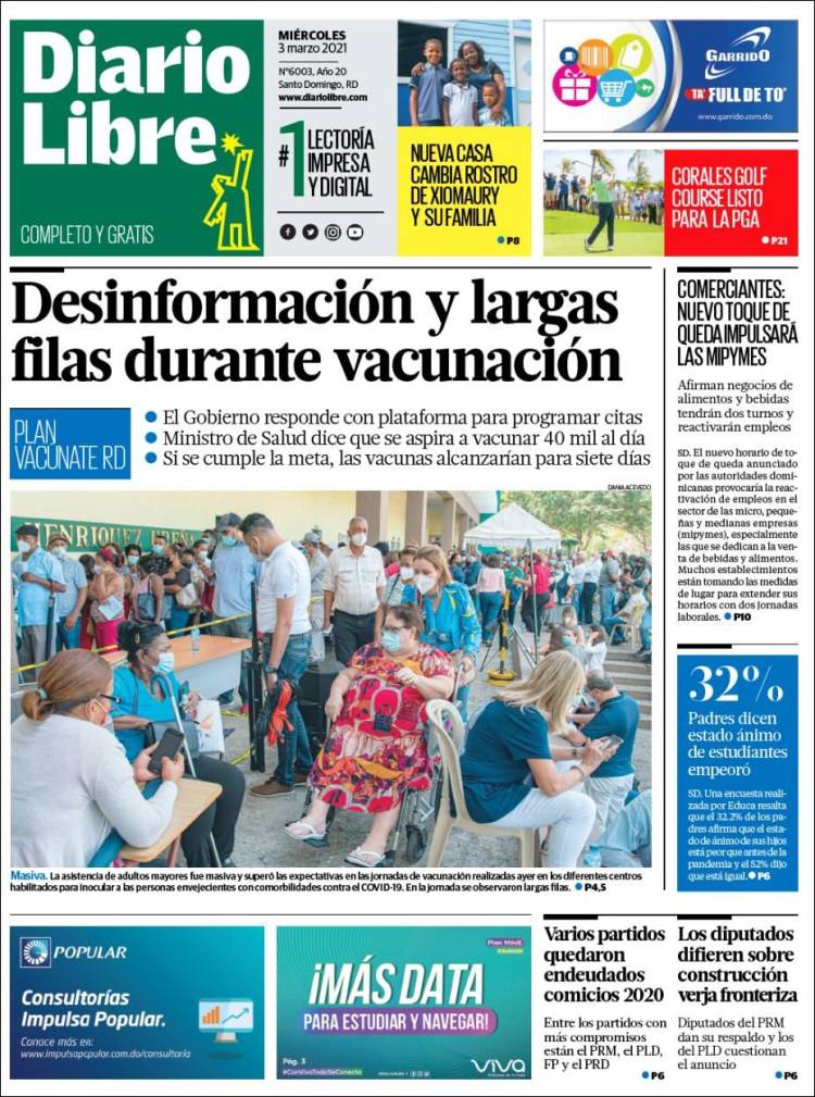 Portada de Diario Libre (R. Dominicana)