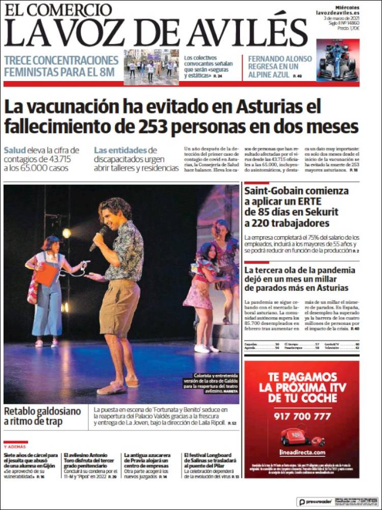 Portada de El Comercio - Avilés (Espa&ntilde;a)