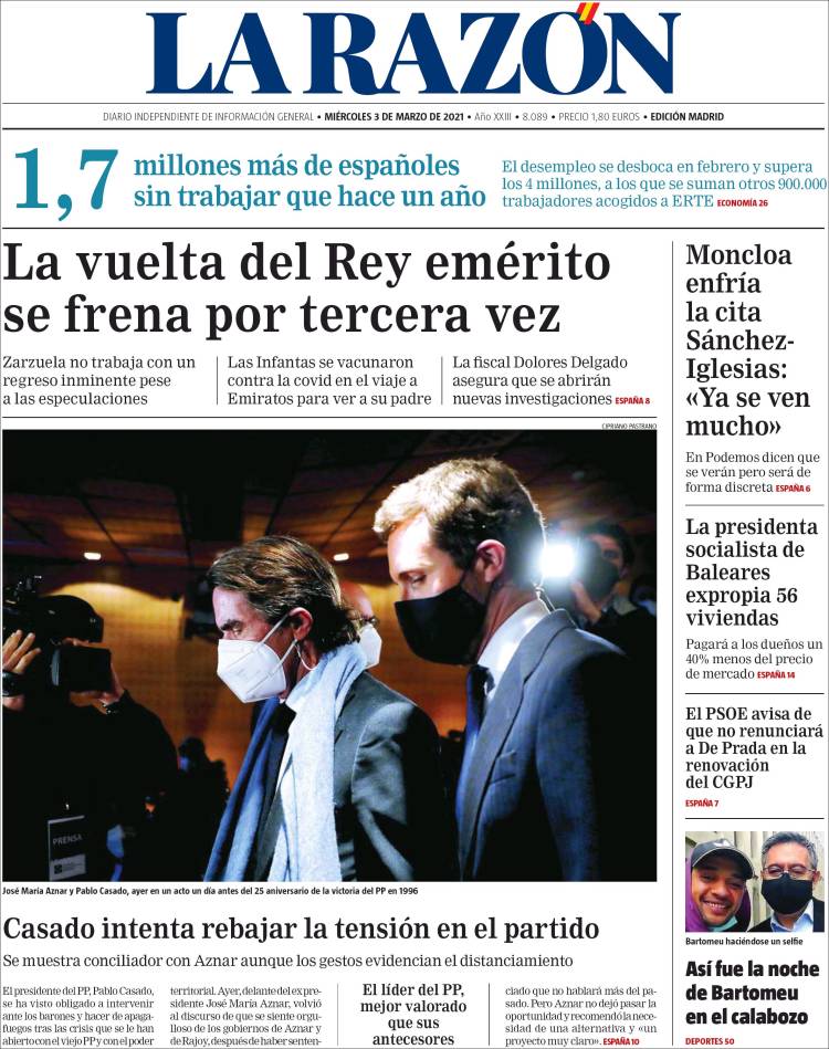 Portada de La Razón (Espa&ntilde;a)