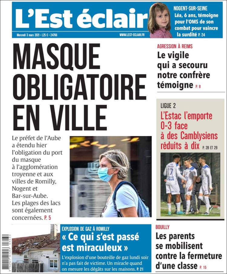 Portada de L'Est Eclair (Francia)