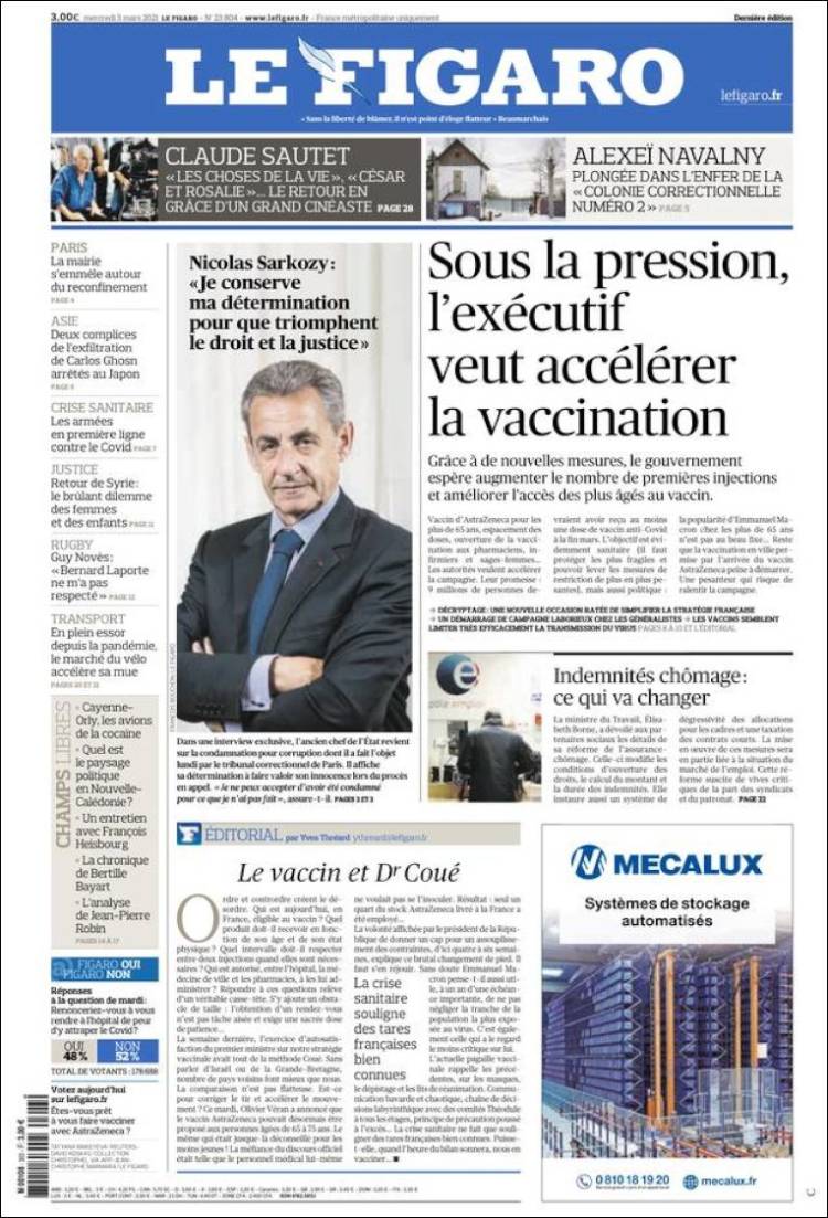 Portada de Le Figaro (Francia)