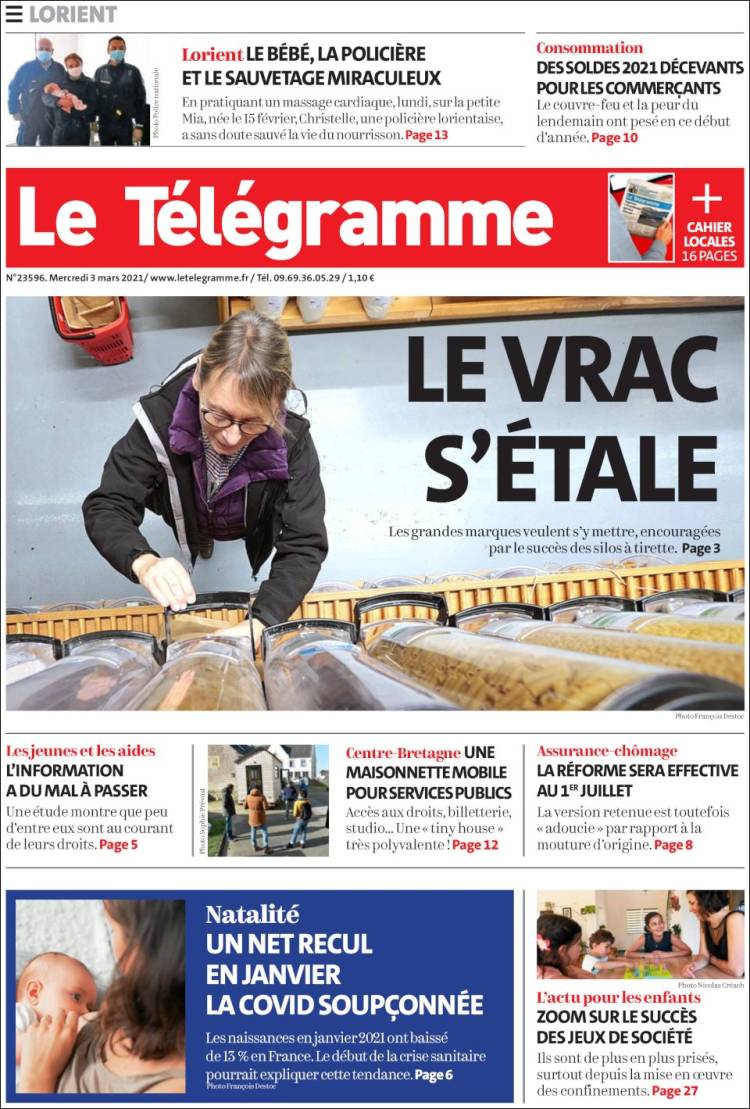 Portada de Télégramme (Francia)