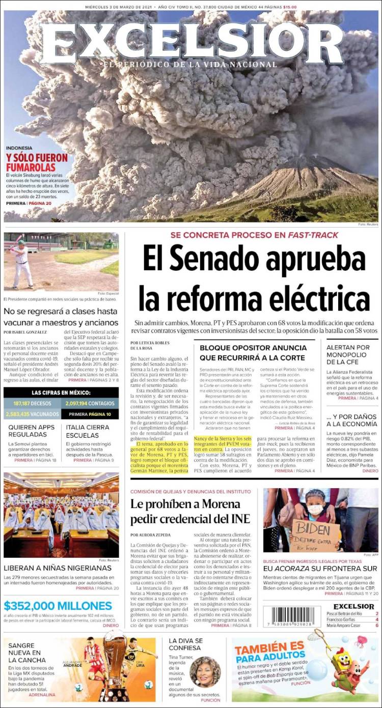 Portada de Excelsior (M&eacute;xico)