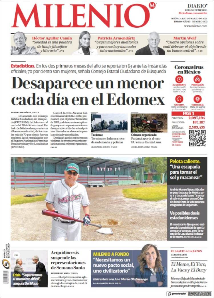 Portada de Milenio - Estado de México (M&eacute;xico)