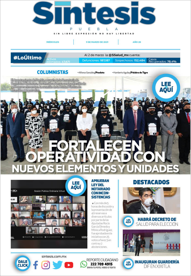 Portada de Síntesis - Puebla (M&eacute;xico)