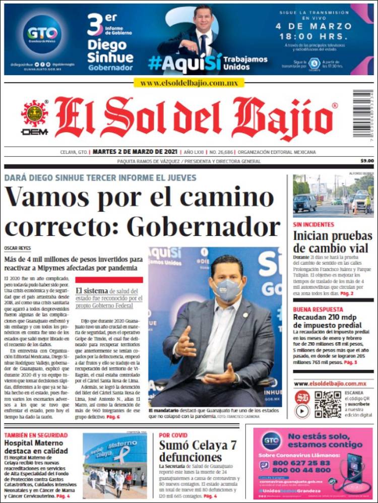 Portada de El Sol del Bajio (M&eacute;xico)