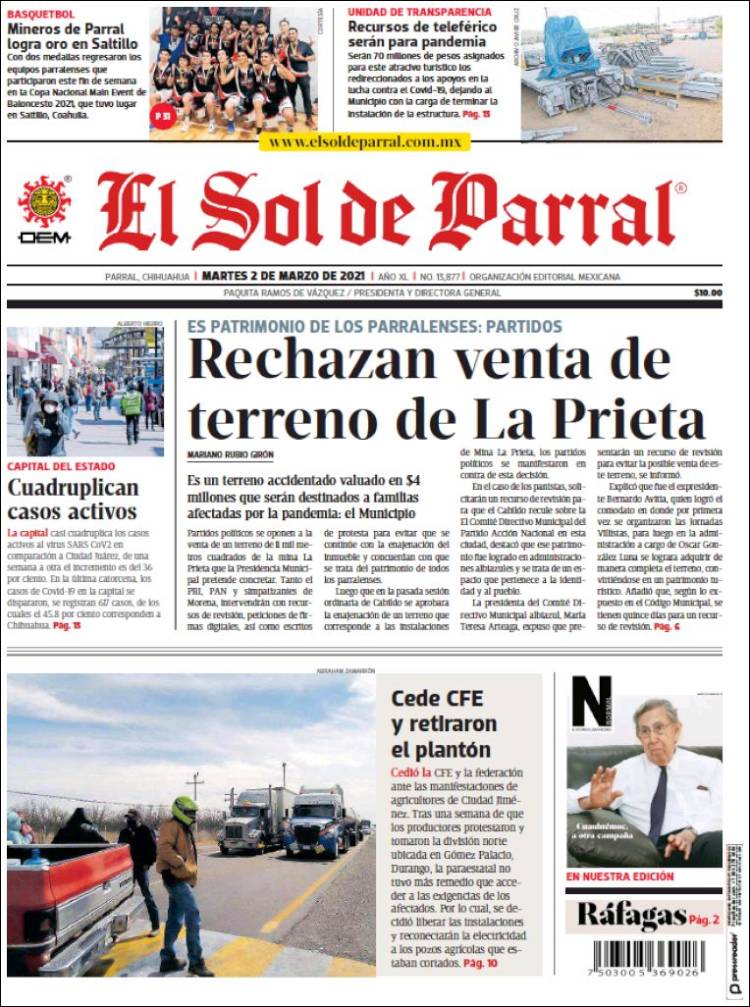 Portada de El Sol de Parral (M&eacute;xico)