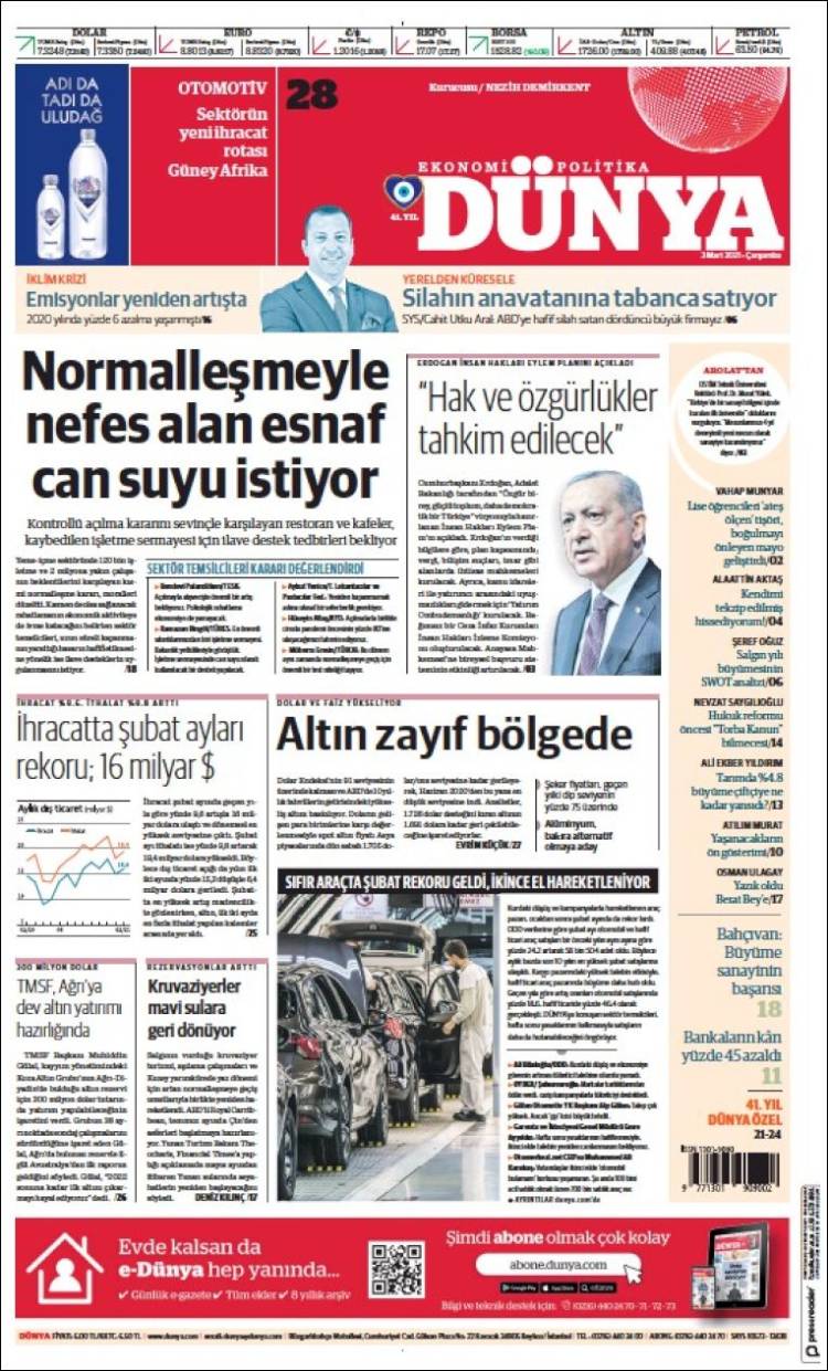 Portada de Dünya (Turqu&iacute;a)
