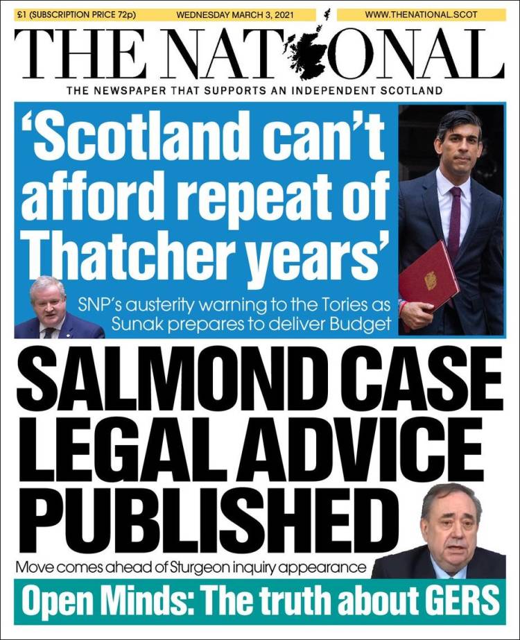 Portada de The National (Reino Unido)