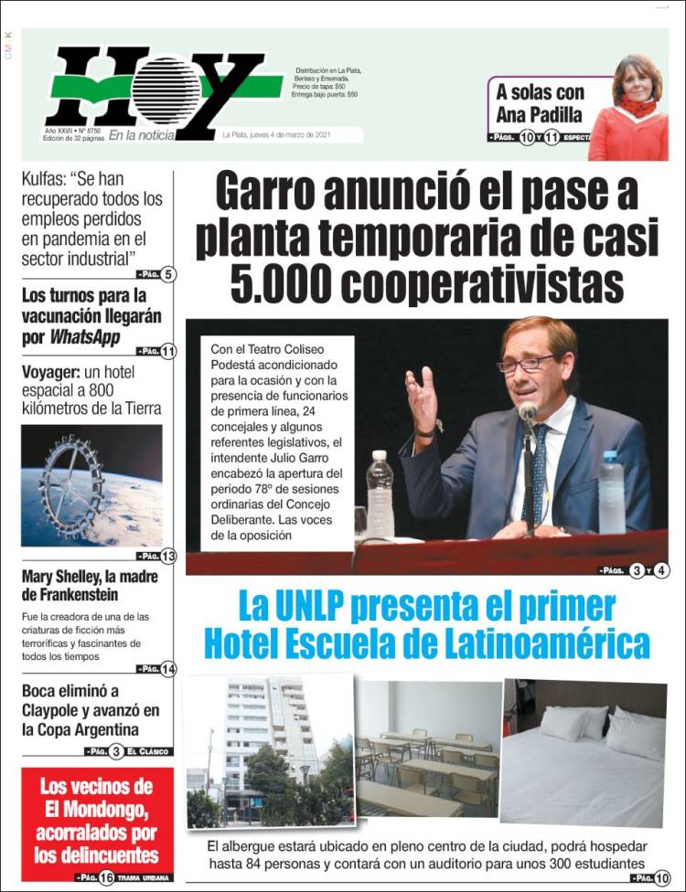 Portada de Diario Hoy (Argentina)