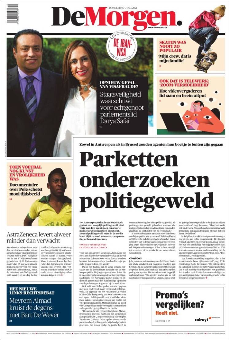 Portada de De Morgen (B&eacute;lgica)