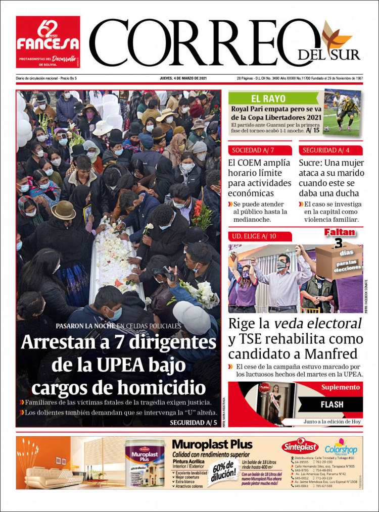Portada de Correo Sur (Bolivie)