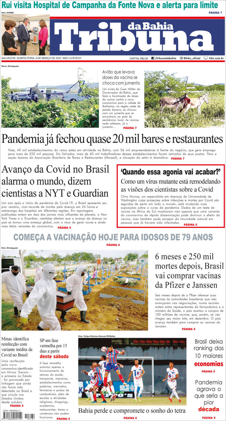 Portada de Tribuna da Bahia (Brasil)