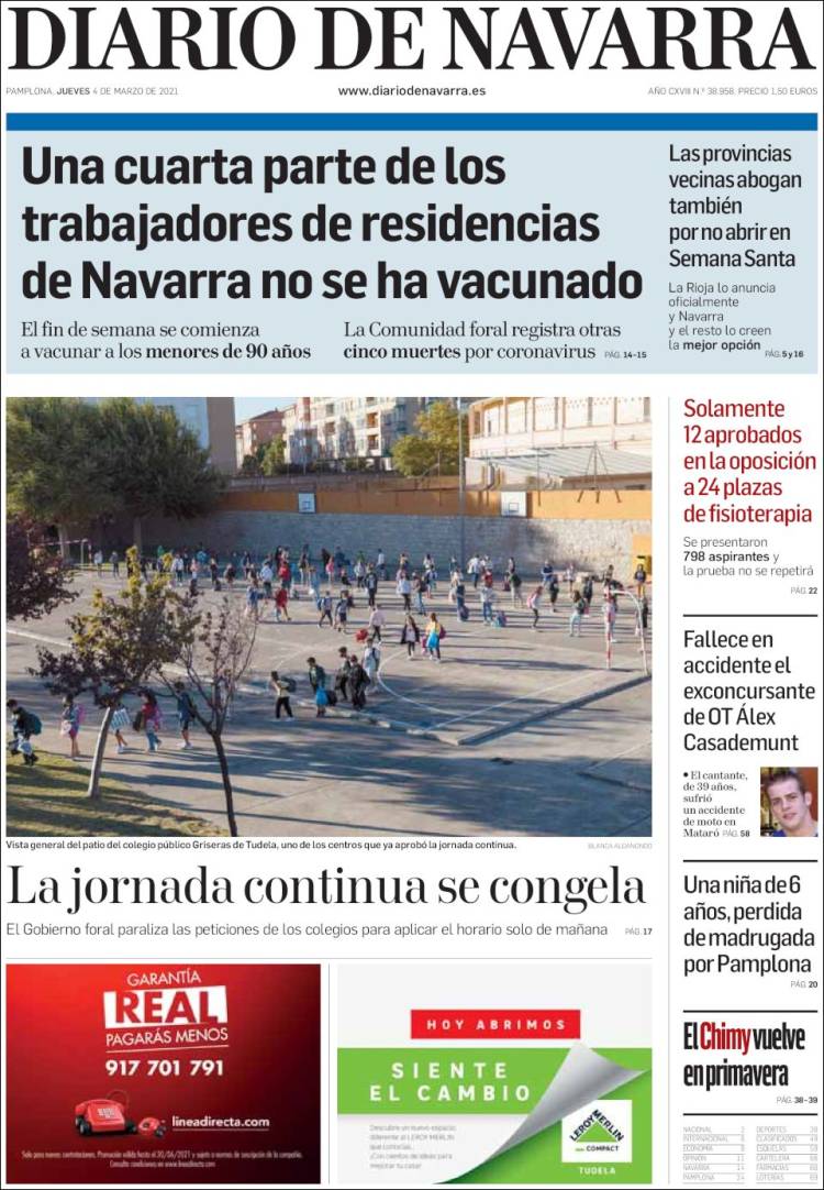 Portada de Diario de Navarra (España)