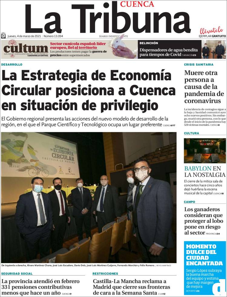 Portada de La Tribuna de Cuenca (España)