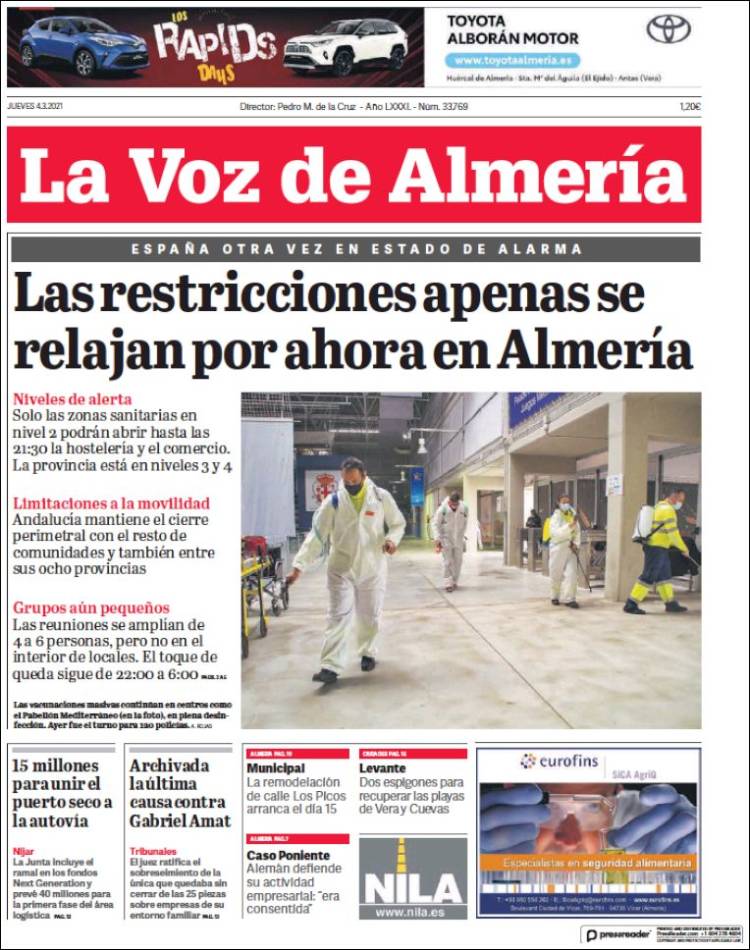 Portada de La Voz de Almería (España)