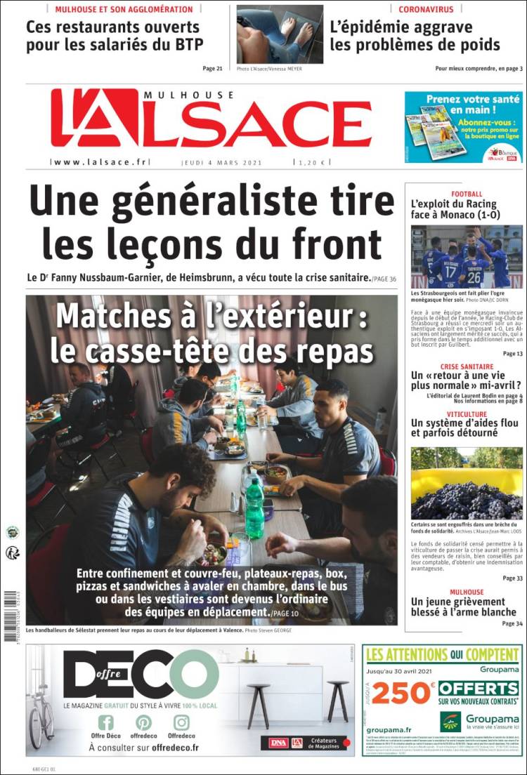 Portada de Journal L'Alsace (Francia)