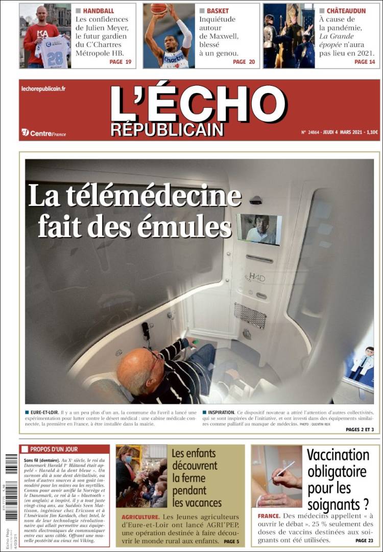 Portada de L'Echo Républicain (Francia)