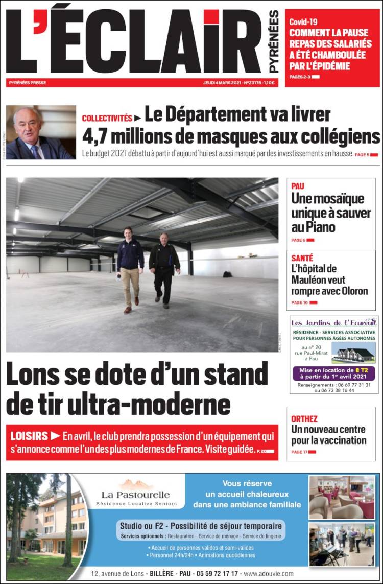 Portada de L'Eclair des Pyrénées (Francia)