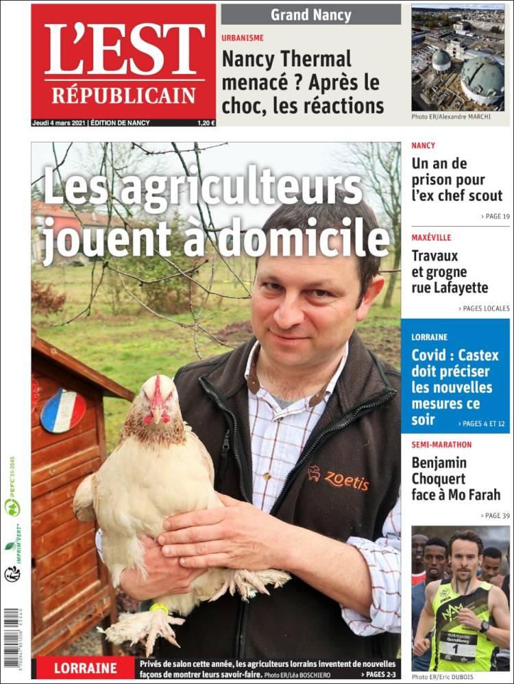 Portada de L'Est Republicain (Francia)