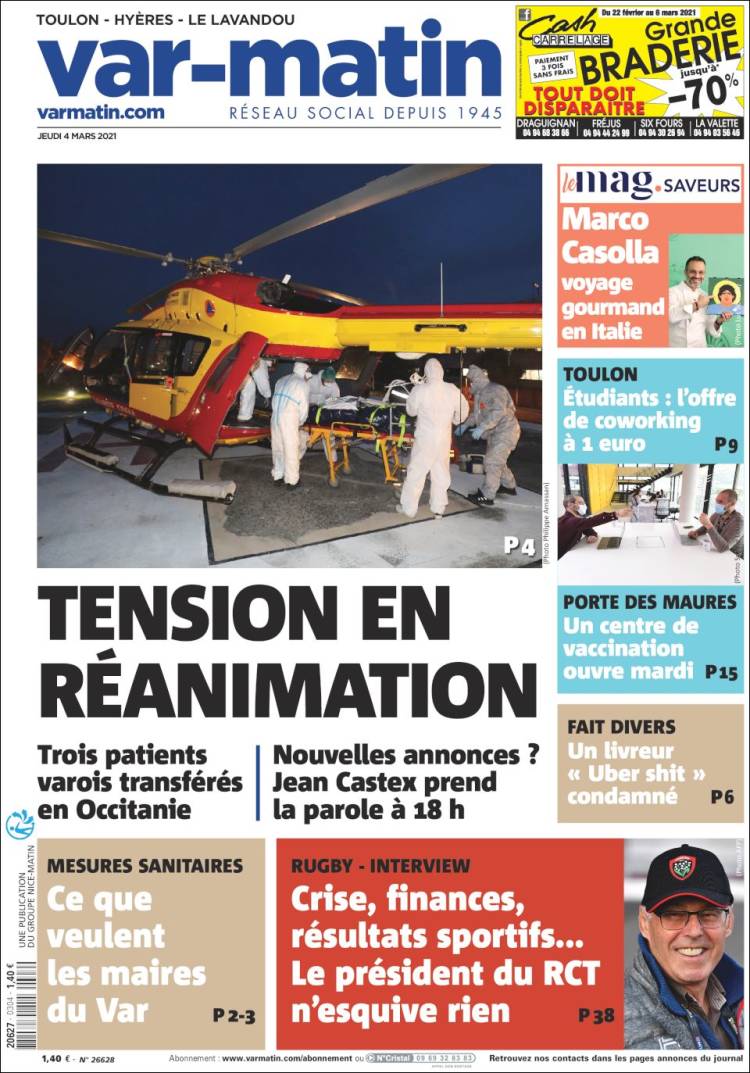 Portada de Nice-Matin (Francia)