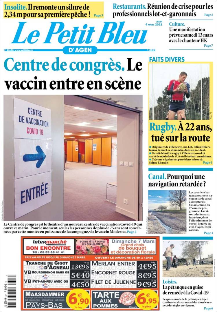 Portada de Le Petit Bleu (Francia)