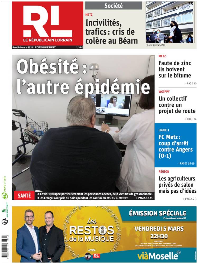 Portada de Le Republicain Lorrain (Francia)