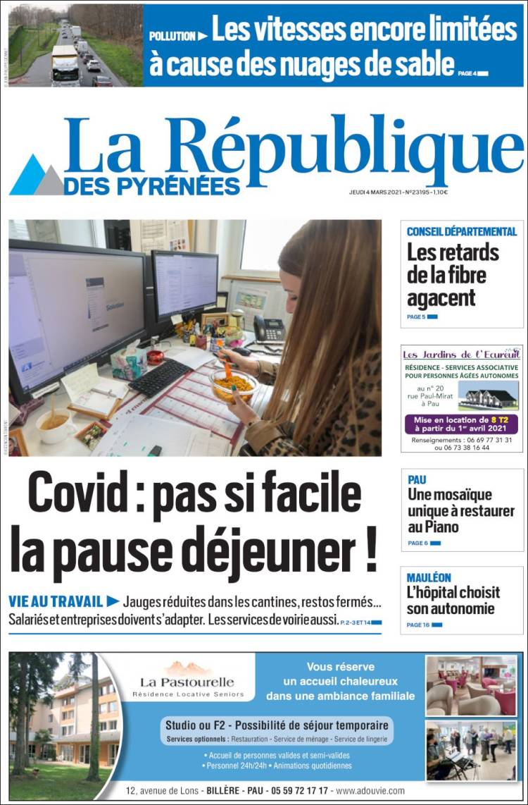 Portada de La République des Pyrénées (Francia)