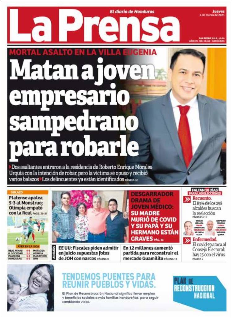 Portada de La Prensa (Honduras)