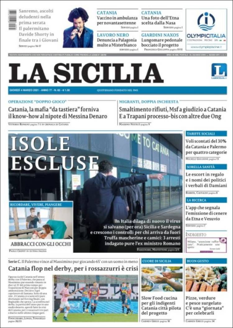 Portada de La Sicilia (Italia)