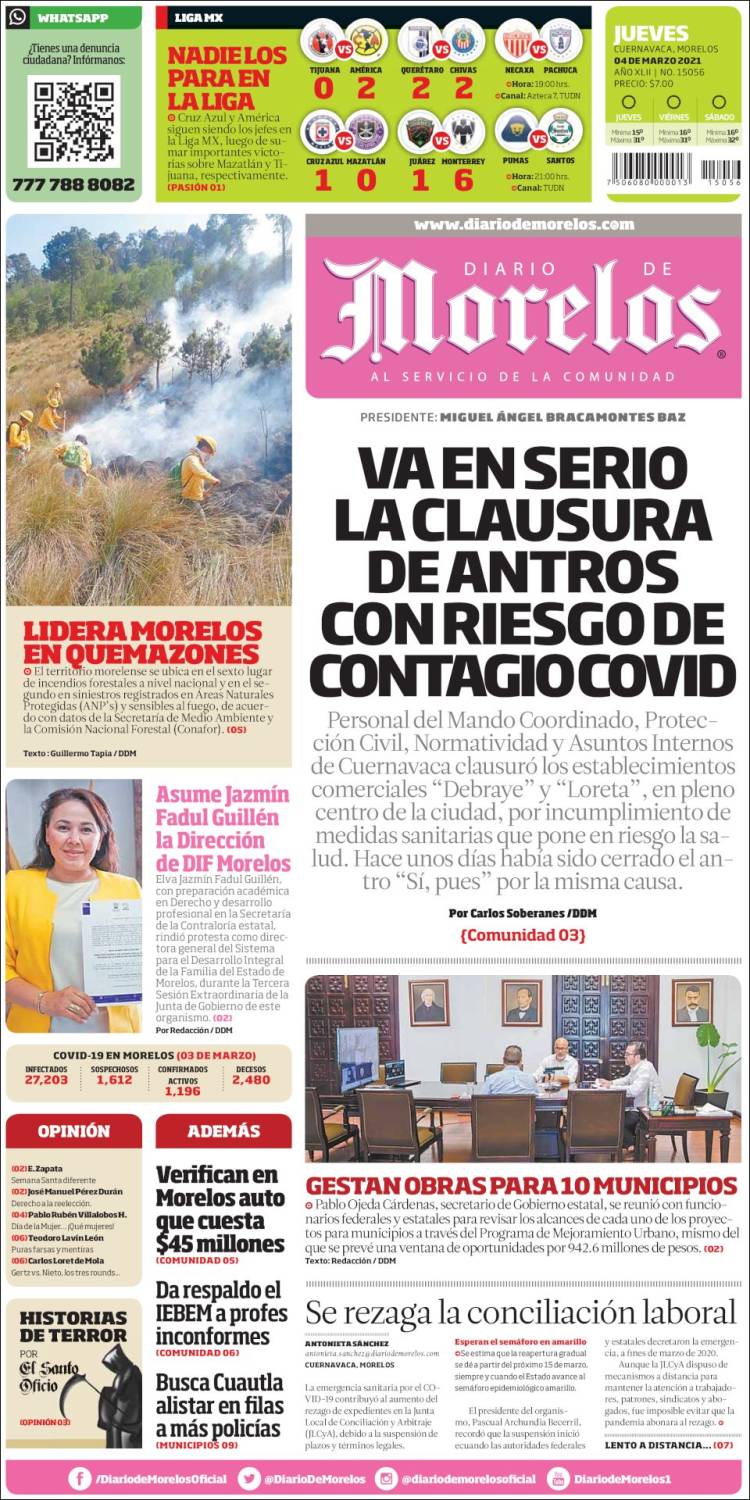 Portada de Diario de Morelos (Mexico)