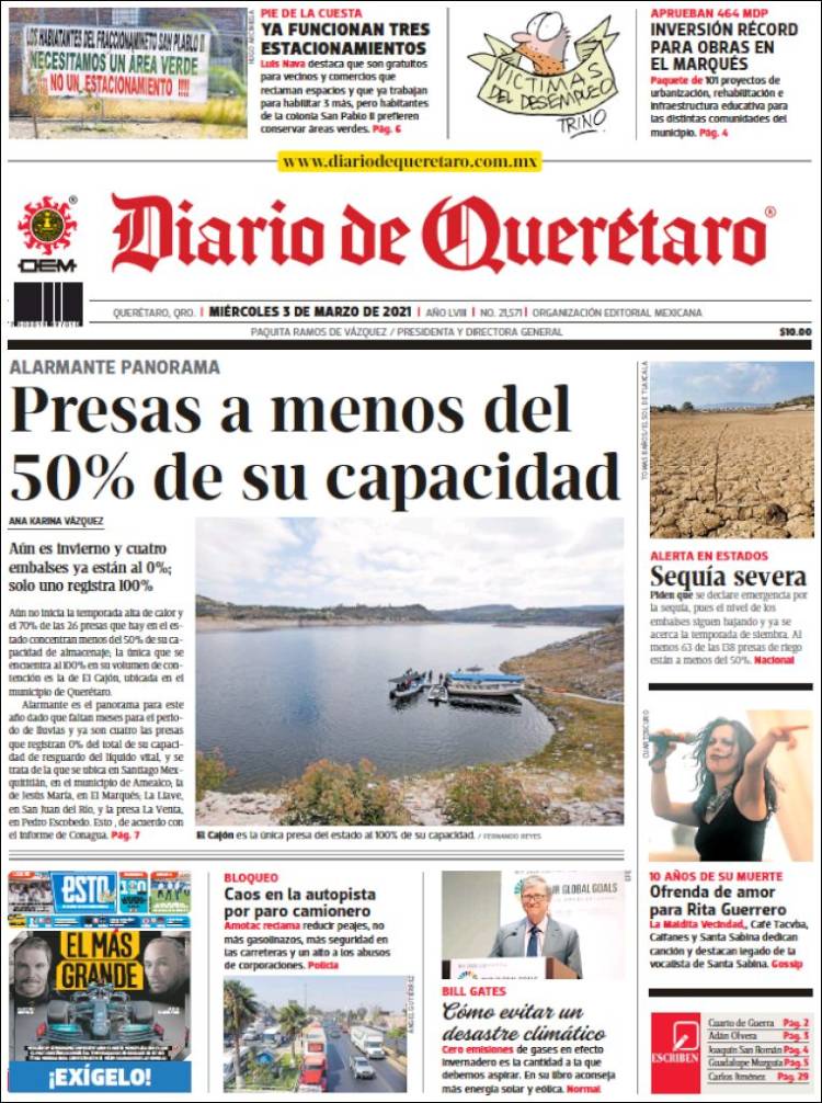 Portada de Diario de Querétaro (Mexico)