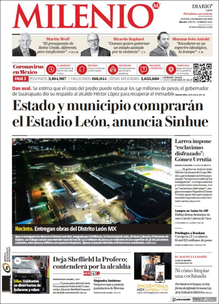 Portada de Milenio de León (Mexico)