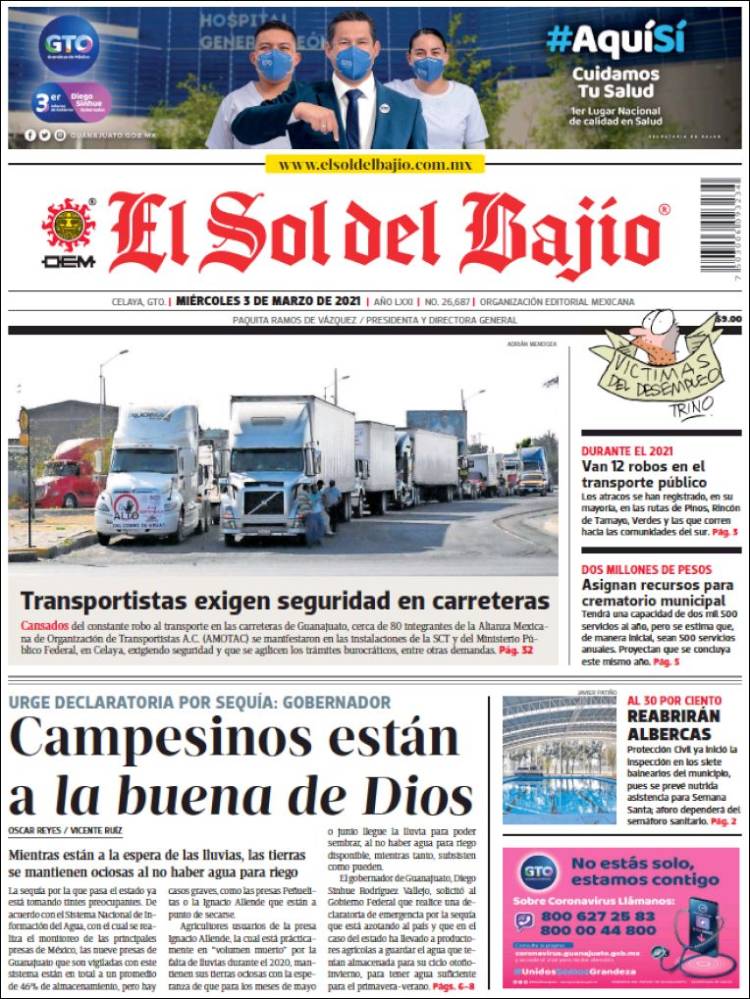 Portada de El Sol del Bajio (México)