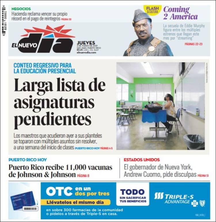Portada de El Nuevo Día (Puerto Rico)
