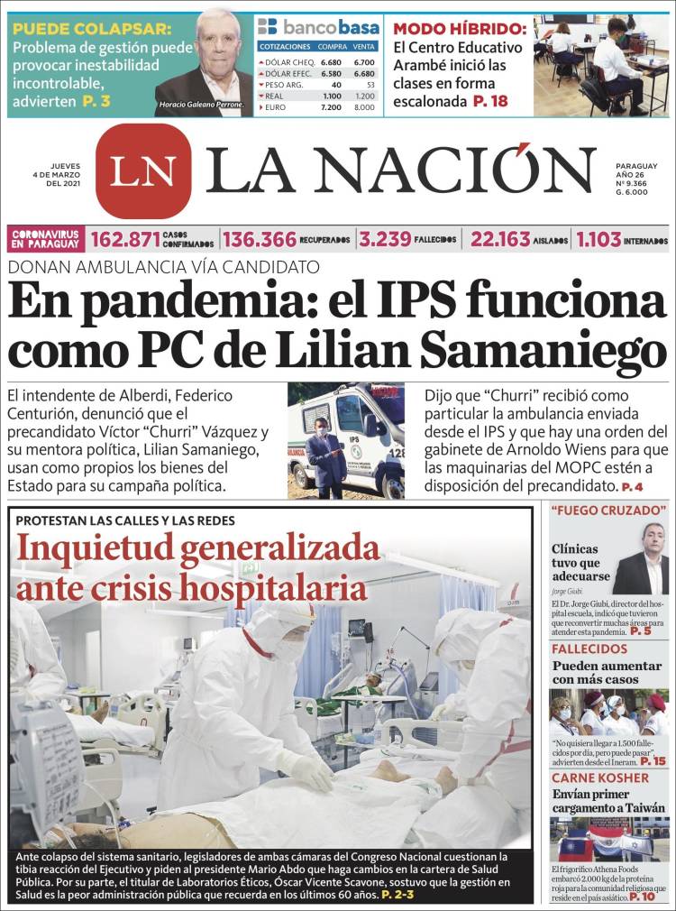 Portada de La Nación (Paraguay)