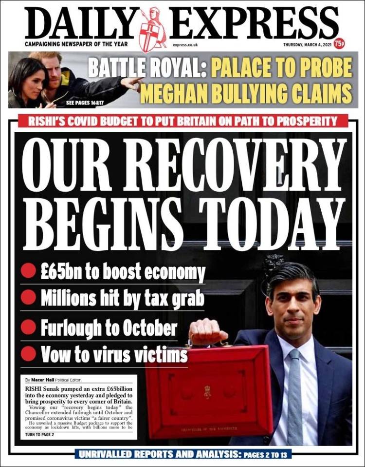 Portada de Daily Express (Royaume-Uni)