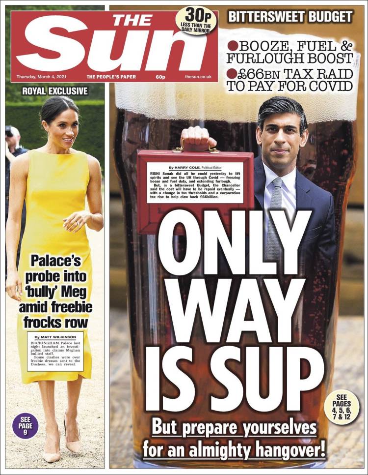 Portada de The Sun (Royaume-Uni)