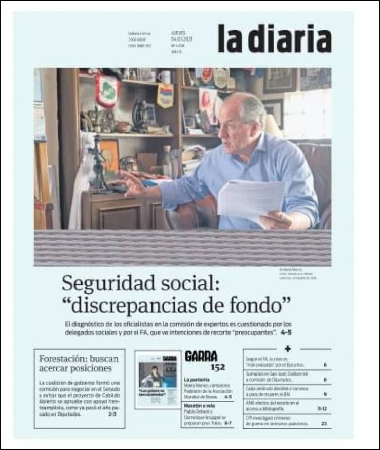 Portada de La Diaria (Uruguay)