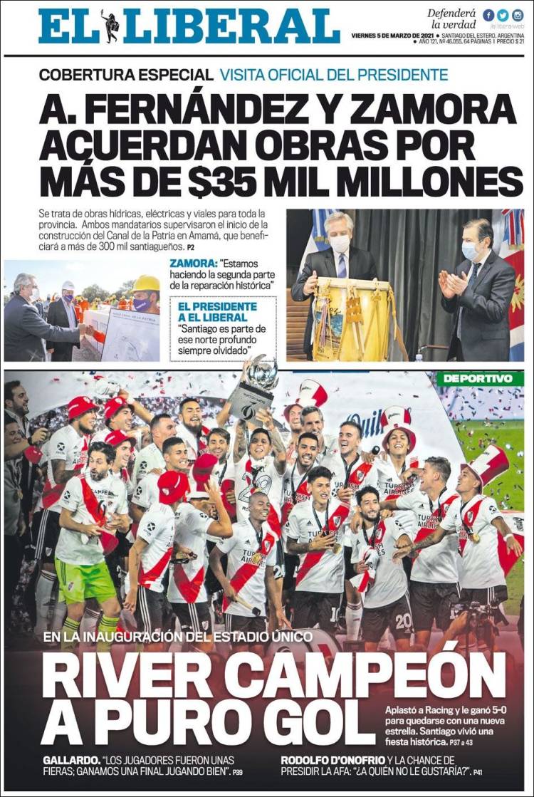 Portada de Diario El Liberal (Argentina)