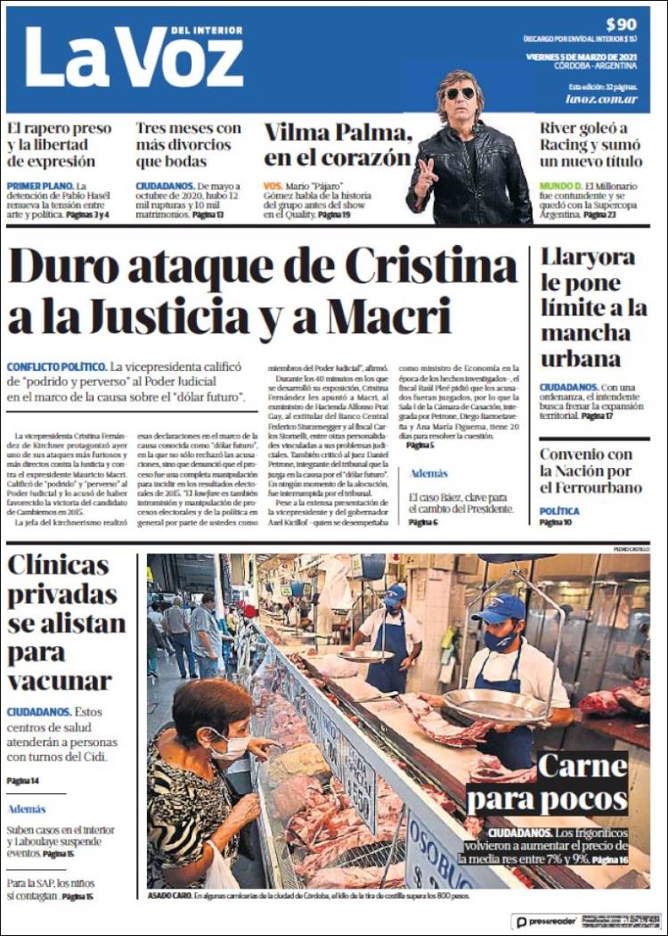 Portada de La Voz del Interior (Argentina)