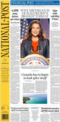 Portada de The National Post (Canada)