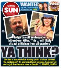 Portada de The Toronto Sun (Canadá)